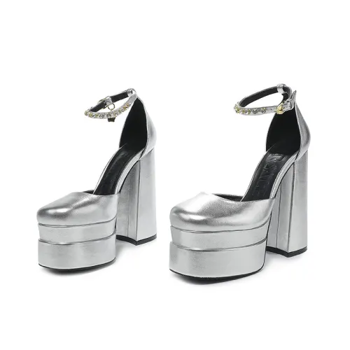 Versace Brand Womens Sandals Shoes Pumps Leather Big Size LA MEDUSA LEATHER PUMPS with 5cm High Platform and 15cm Heel Design  