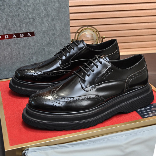 Prada Mens Shoes Business Casual Luxury Brand Dress Shoes with Original Box