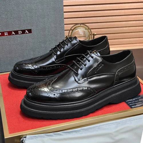 Prada Mens Shoes Business Casual Luxury Brand Dress Shoes with Original Box