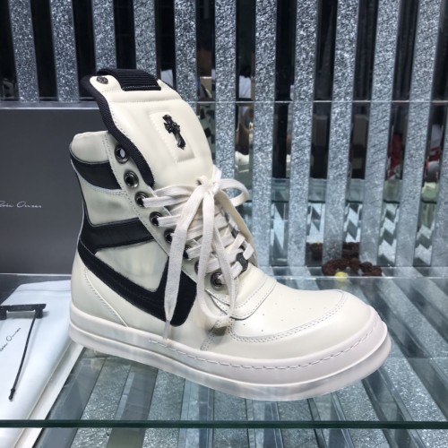 Rick Owens Men Shoes Sneakers Leather High-Top Breathable Mens Casual Shoes Ankle Boots with Original Box