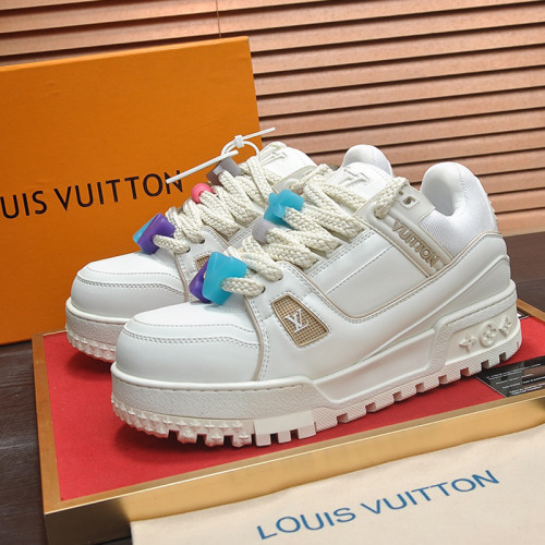 Louis Vuitton Mens Shoes Fashion Sneakers Design Luxury Brand LV TRAINER SNEAKER Mix of materials with Original Box 1AB9XJ  