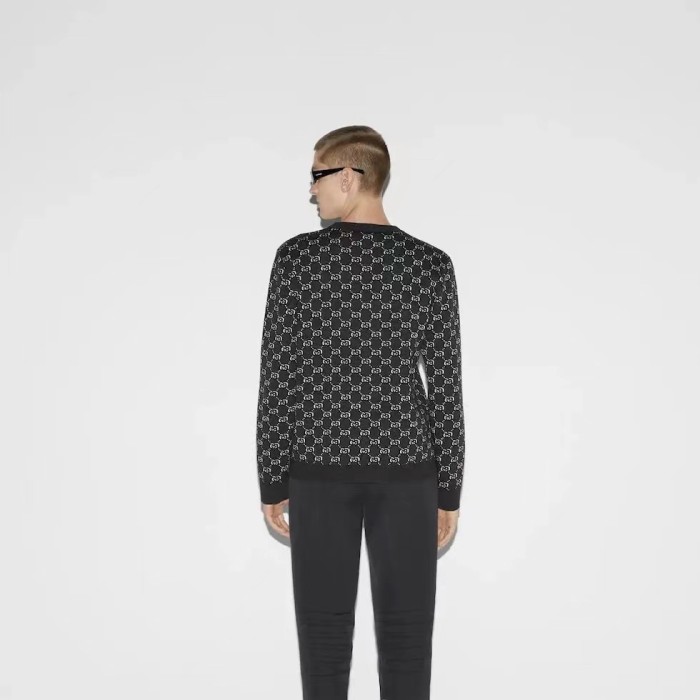 Gucci Men Womens Sweater Luxury Brand Womens Knitwear WOOL JACQUARD SWEATER WITH GG SHADOW 794503 XKEAP 1150 Top Quality   