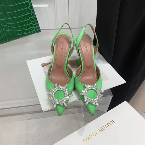 Amina Muaddi Womens Shoes Sandals Slippers Luxury Brand Fashion Pumps for Women with Original Box 9cm Heel