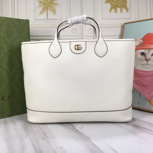 Gucci Womens Bags Shoulder Handbags Luxury Brand Ophidia medium tote bag in white leather  