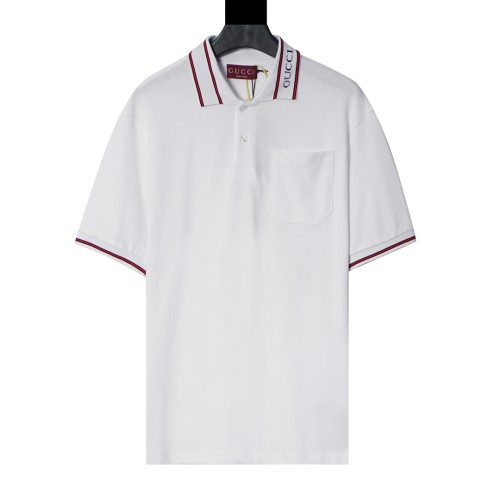 Gucci Luxury Brand Women Mens Short Sleeve T-Shirt Polo Shirt COTTON PIQUET POLO SHIRT WITH WEB ‎784422 XJGJW 9692   