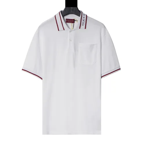 Gucci Luxury Brand Women Mens Short Sleeve T-Shirt Polo Shirt COTTON PIQUET POLO SHIRT WITH WEB ‎784422 XJGJW 9692   