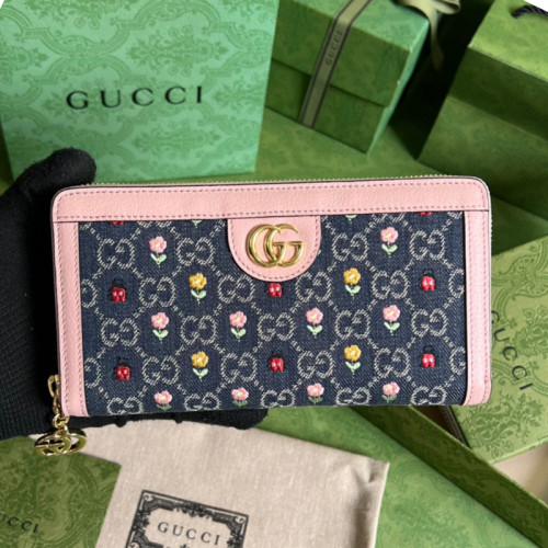 Gucci Womens Mens Bags Wallets Luxury Brand Gucci GG Supreme Ophidia GG zip around wallet with Original Box 523154 2KQRJ 8911