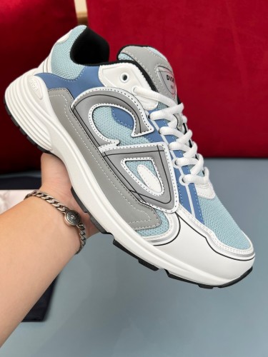 Dior Mens Shoes Sneakers Luxury Brand B30 SNEAKER Light Blue Mesh and Blue, Gray and White Technical Fabric with Original Box 3SN279ZRB_H560