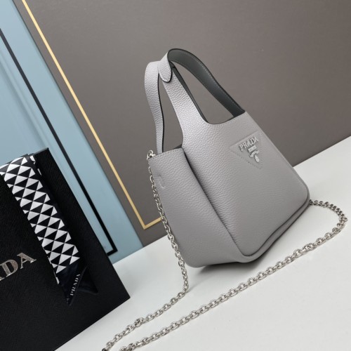 Prada Womens Shoulder Bags Leather Shopping Bag with Original Box