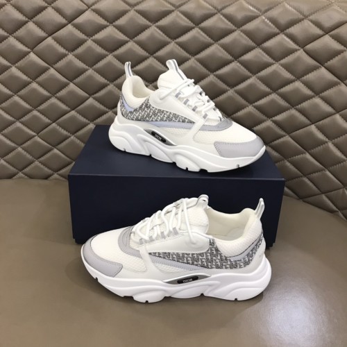 Dior Mens Shoes Sneakers Luxury Brand Breathable Design B22 SNEAKER Technical Mesh with Beige and Smooth Calfskin with Original Box