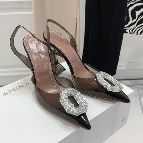 Amina Muaddi Womens Shoes Sandals Slippers Luxury Brand Fashion Pumps for Women with Original Box 9cm Heel