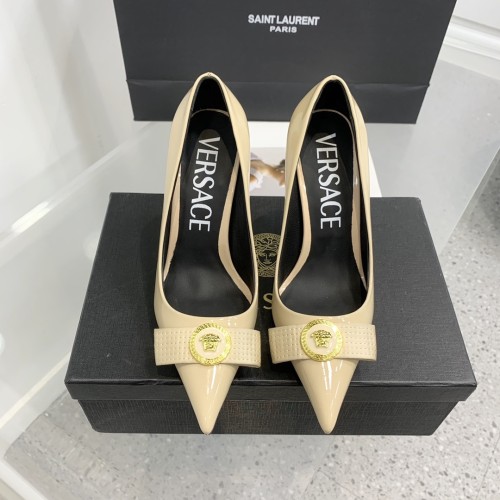 Versace Brand Womens Sandals Shoes Pumps Leather Big Size LA MEDUSA LEATHER PUMPS with 6cm High Platform and 10cm Heel Design  