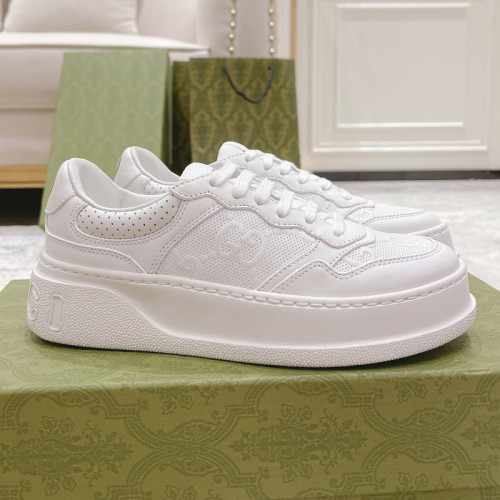 Gucci Womens Shoes Sneakers Luxury Brand Women's GG embossed sneaker in white leather with Original Box 670408 1XL10 9014