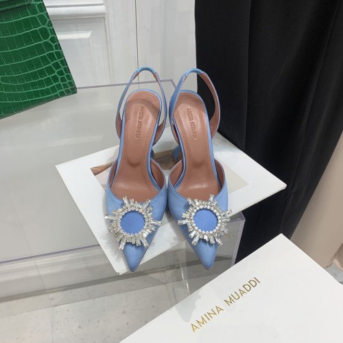 Amina Muaddi Womens Shoes Sandals Slippers Luxury Brand Fashion Pumps for Women with Original Box 9cm Heel