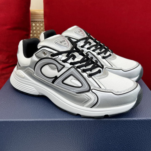 Dior Mens Shoes Sneakers Luxury Brand B30 SNEAKER White Mesh and Silver-Tone Metallic Calfskin 3SN279ZYG_H869 with Original Box Whatsapp 