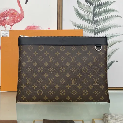 Louis Vuitton Mens Bags Clutch Luxury Brand Fashion Type DISCOVERY POCHETTE GM with Original Box M69411 Monogram Macassar coated canvas and cowhide leather
