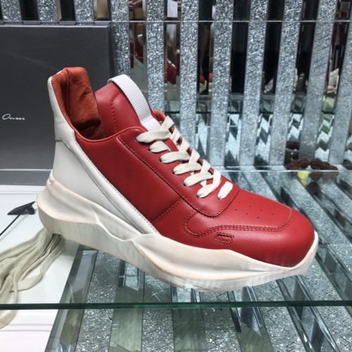 Rick Owens Men Shoes Sneakers Leather High-Top Breathable Mens Casual Shoes Ankle Boots with Original Box