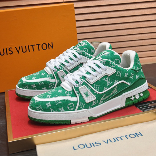 Louis Vuitton Mens Shoes Fashion Sneakers Design Luxury Brand LV TRAINER SNEAKER Mix of materials with Original Box 1AB9XJ  