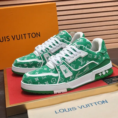 Louis Vuitton Mens Shoes Fashion Sneakers Design Luxury Brand LV TRAINER SNEAKER Mix of materials with Original Box 1AB9XJ  
