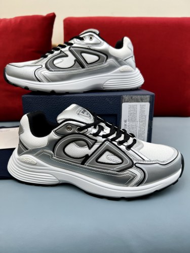 Dior Mens Shoes Sneakers Luxury Brand B30 SNEAKER White Mesh and Silver-Tone Metallic Calfskin 3SN279ZYG_H869 with Original Box Whatsapp 