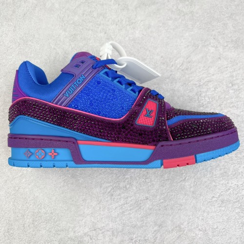 Louis Vuitton Mens Shoes Fashion Sneakers Design Luxury Brand LV TRAINER SNEAKER Mix of materials with Original Box 1AB9XJ  