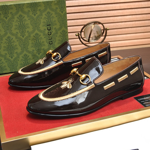 Gucci Mens Shoes Leather Design Luxury Brand Business Dress Shoes for Men with Original Box