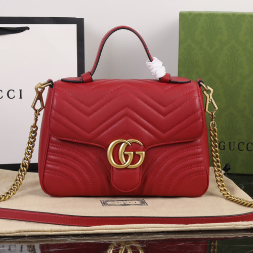 Gucci Womens Bags Shoulder Messenger Bag Luxury Brand Gucci Leather GG Marmont Small Top Handle Bag with Original Box 498110 DTDIT 1000