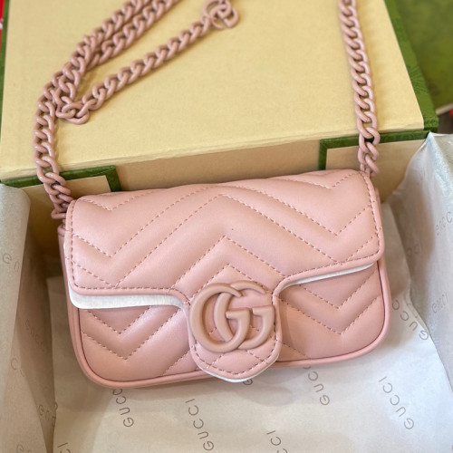 Gucci Womens Bags Shoulder Messenger Bag Luxury Brand Gucci GG Marmont belt bag in light pink leather with Original Box 699757 UM8KV 5909