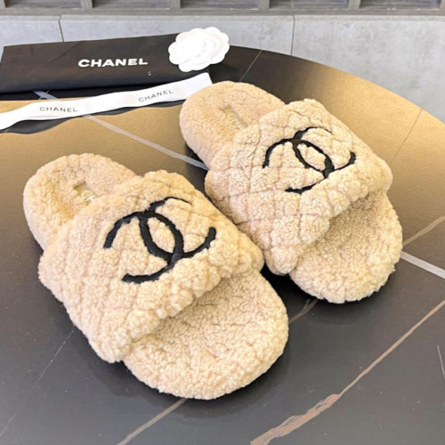 Chanel Womens Shoes Slippers Luxury Brand Winter Plus Velvet Design with Original Box