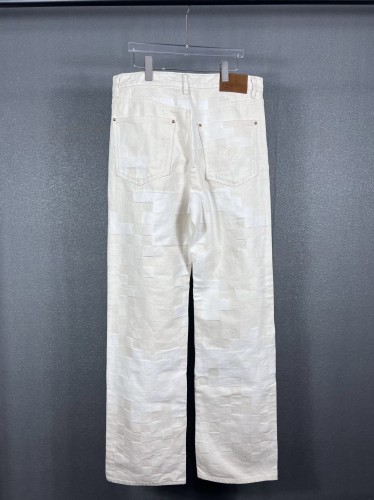 Louis Vuitton Luxury Brand Mens Pant Jeans Damoflage Jacquard Denim Skate Pants 1AFQGF   