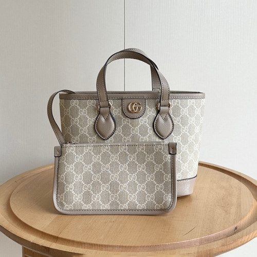 Gucci Womens Bags Handbags Luxury Brand Ophidia mini tote bag in beige and white GG Supreme with Original Box 811716 FAA4G 9897