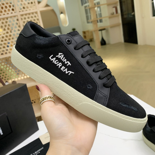 Yves Saint Laurent YSL Women Shoes Casual Luxury Brand COURT CLASSIC SL/06 EMBROIDERED SNEAKERS IN LEATHER with Original Box 61064908G109061