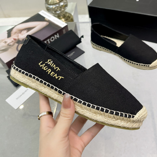 Yves Saint Laurent YSL Women Shoes Casual Luxury Brand SAINT LAURENT EMBROIDERED ESPADRILLES IN CANVAS with Original Box 6059561P2101000