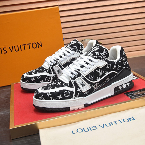 Louis Vuitton Mens Shoes Fashion Sneakers Design Luxury Brand LV TRAINER SNEAKER Mix of materials with Original Box 1AB9XJ  