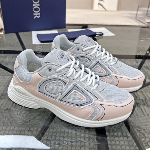 Dior Mens Shoes Sneakers Luxury Brand B30 SNEAKER Gray Mesh and Light Pink and Gray Technical Fabric with Original Box 3SN279ZRA_H840