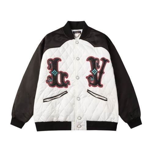 Louis Vuitton Men Womens Coat Jacket Luxury Brand Mens Jackets Bicolor Satin Bomber Jacket 1AFWI7 Top Quality   B37