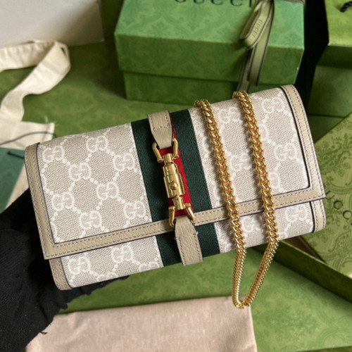 Gucci Womens Mens Bags Wallets Luxury Brand Gucci Jackie 1961 chain wallet with Original Box 652681 HUHHG 9794
