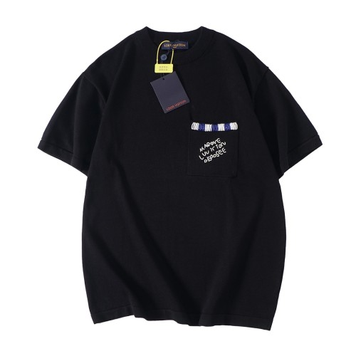 Louis Vuitton Luxury Brand Men Womens Short Sleeve T-Shirt Embellished Short-Sleeved Cotton Crewneck 1AFRJG   