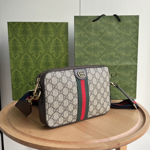 Gucci Mens Womens Bags Shoulder Bag Luxury Brand Ophidia GG shoulder bag in beige and ebony GG Supreme with Original Box 699439 9C2ST 8920