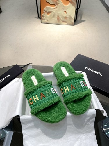Chanel Womens Shoes Slippers Luxury Brand Winter Plus Velvet Design with Original Box