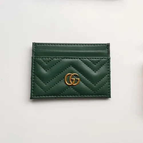 Gucci Womens Bag Wallets Card Holder Luxury Brand Black Leather GG Marmont Card Case with Original Box