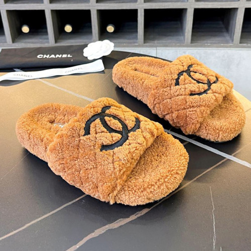 Chanel Womens Shoes Slippers Luxury Brand Winter Plus Velvet Design with Original Box