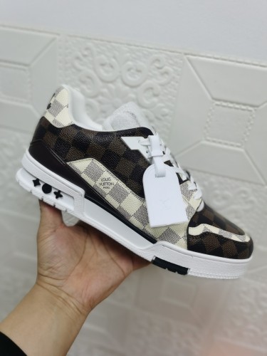 Louis Vuitton Mens Shoes Fashion Sneakers Design Luxury Brand LV TRAINER SNEAKER Mix of materials with Original Box 1A9JI9