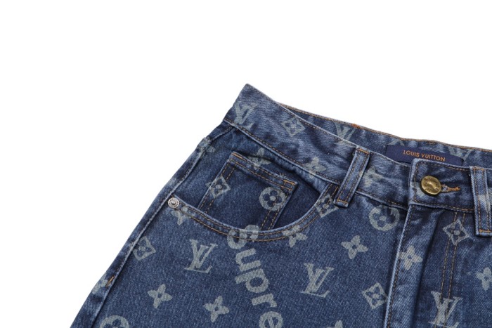 Louis Vuitton x Supreme Luxury Brand Women Mens Pant Jeans   H547
