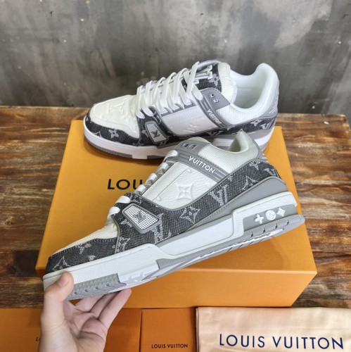Louis Vuitton Mens Shoes Fashion Sneakers Design Luxury Brand LV TRAINER SNEAKER 1ABLVV Mix of materials with Original Box 1ABLUR  