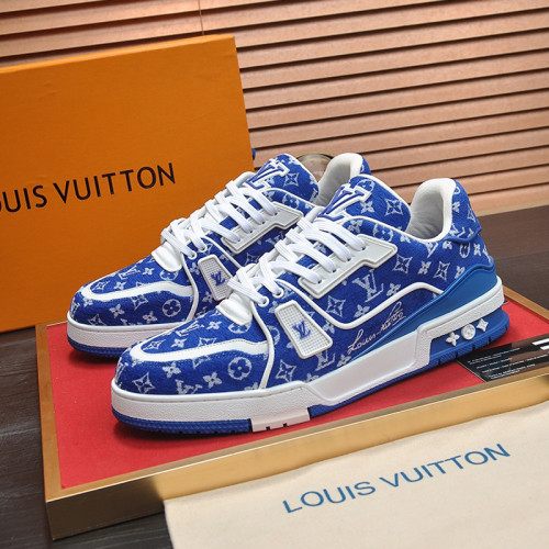 Louis Vuitton Mens Shoes Fashion Sneakers Design Luxury Brand LV TRAINER SNEAKER Mix of materials with Original Box 1AB9XJ  