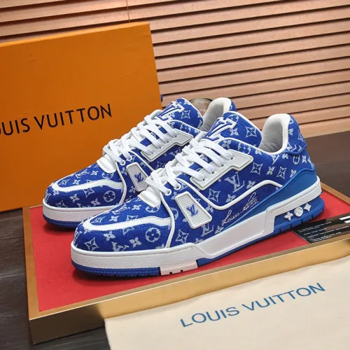 Louis Vuitton Mens Shoes Fashion Sneakers Design Luxury Brand LV TRAINER SNEAKER Mix of materials with Original Box 1AB9XJ  