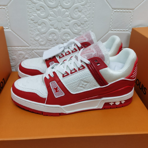 Louis Vuitton Mens Shoes Fashion Sneakers Design Luxury Brand LV TRAINER SNEAKER Mix of materials with Original Box 1A9JI9