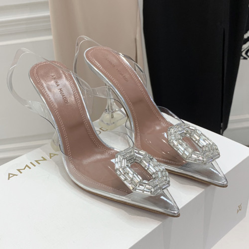 Amina Muaddi Womens Shoes Sandals Slippers Luxury Brand Fashion Pumps for Women with Original Box 9cm Heel