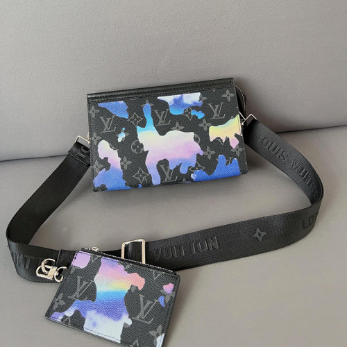 Louis Vuitton Womens Mens Bags Shoulder Bags Luxury Brand GASTON WEARABLE WALLET with Original Box M81753 Sunrise Monogram Eclipse coated canvas
